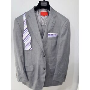 Statement Italy Suit 42R GRAY Wool Pants 38R Pleated Cuff 3pc Vest